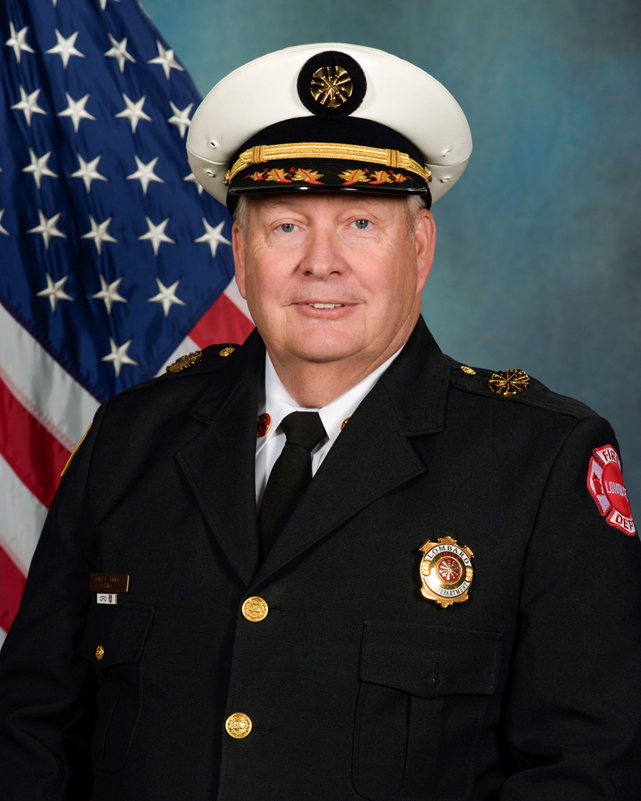  Lombard Fire Chief Richard Sander, who will retire on Oct. 8, 2026, after 10 years of service to the Village of Lombard.