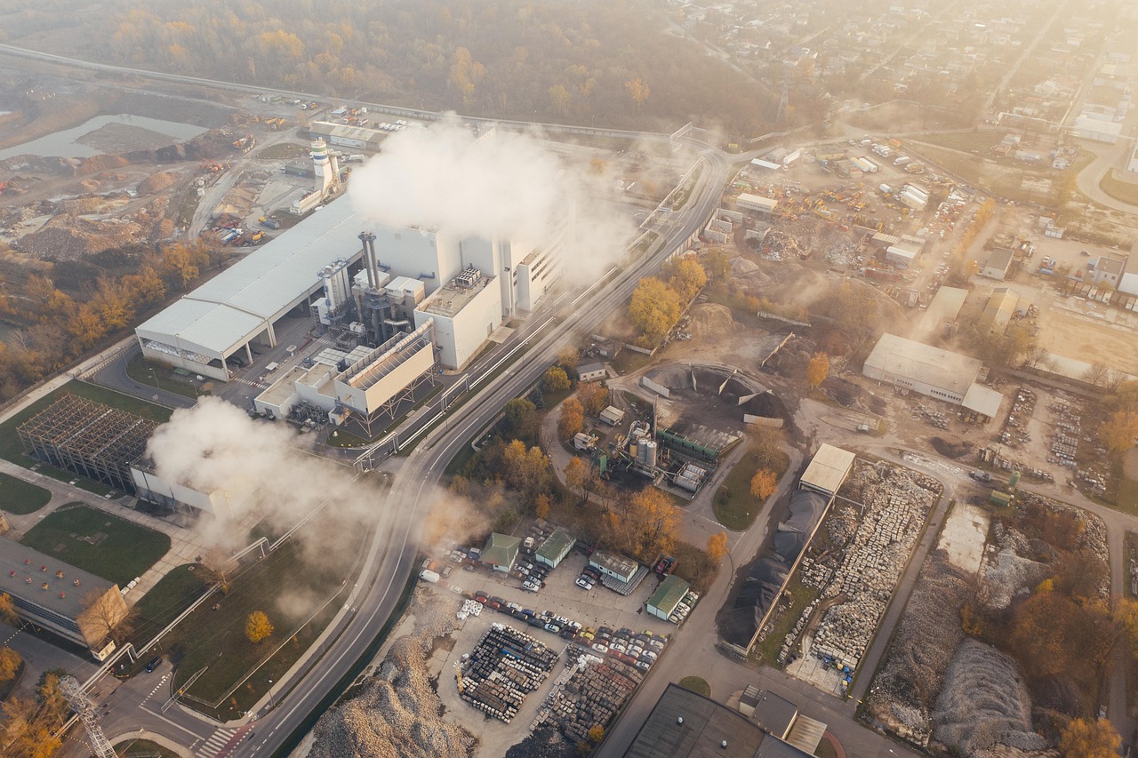 Pollution, environment, drone, aerial, climate, change, industrial, chemical, ecology, atmosphere, global, warming, emis