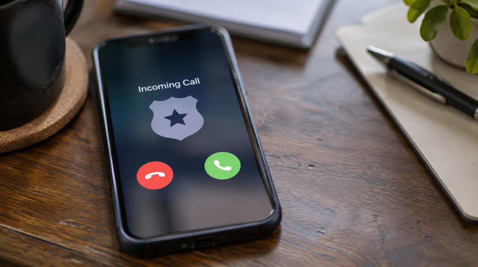A smartphone on a table showing an incoming call screen.