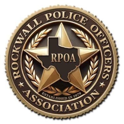 Circular gold and black seal of the Rockwall Police Officers Association.