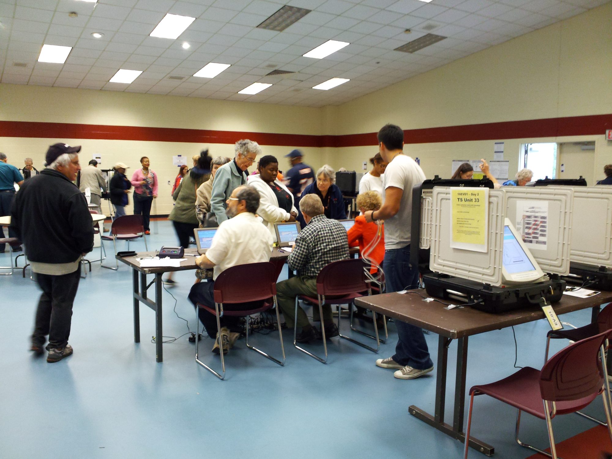 Early voting center at Bauer Drive Community Recreation Center in Rockville, Maryland.