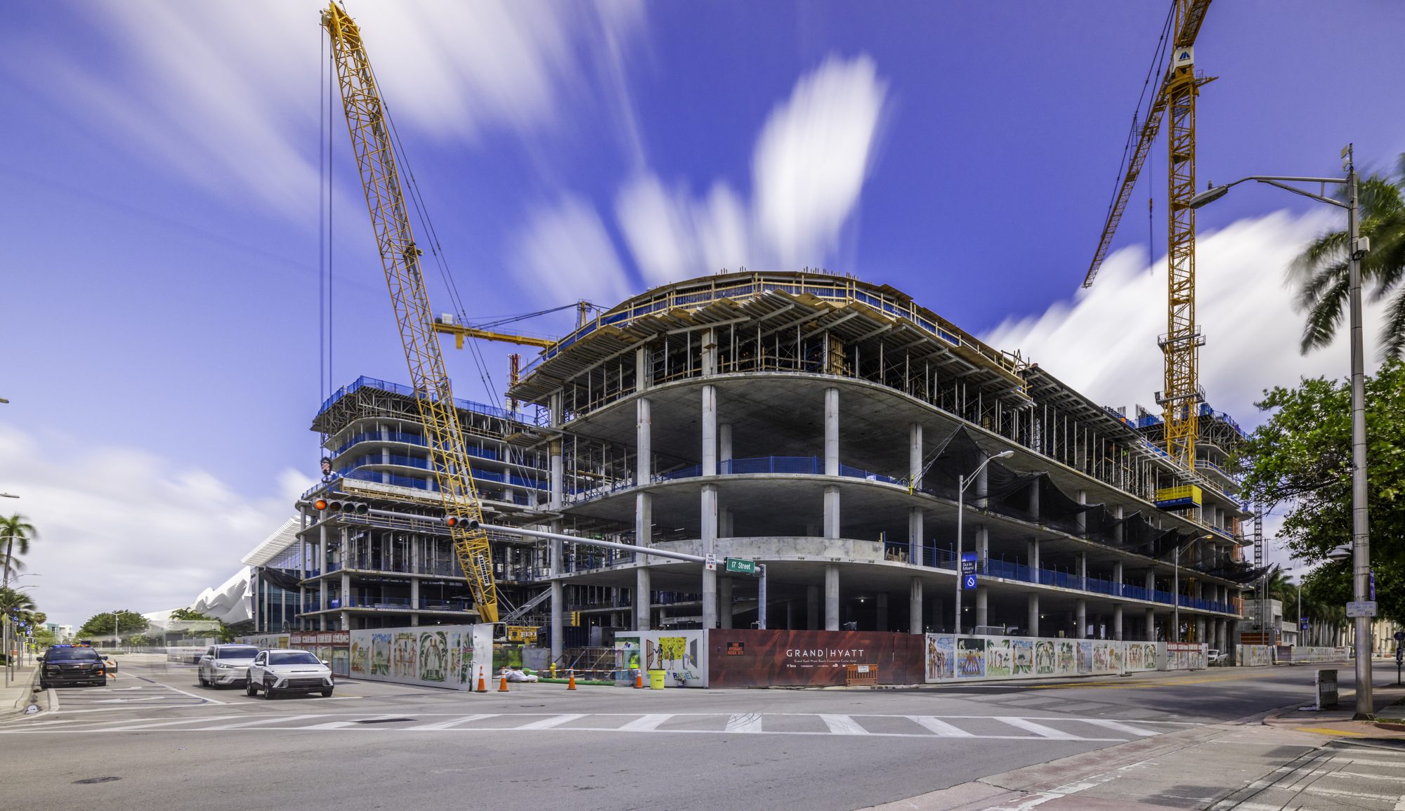 Grand Hyatt Miami Beach under construction. Long exposure photography