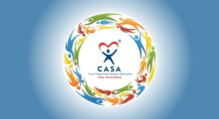 CASA Court Appointed Special Advocates for Children logo on a blue background.