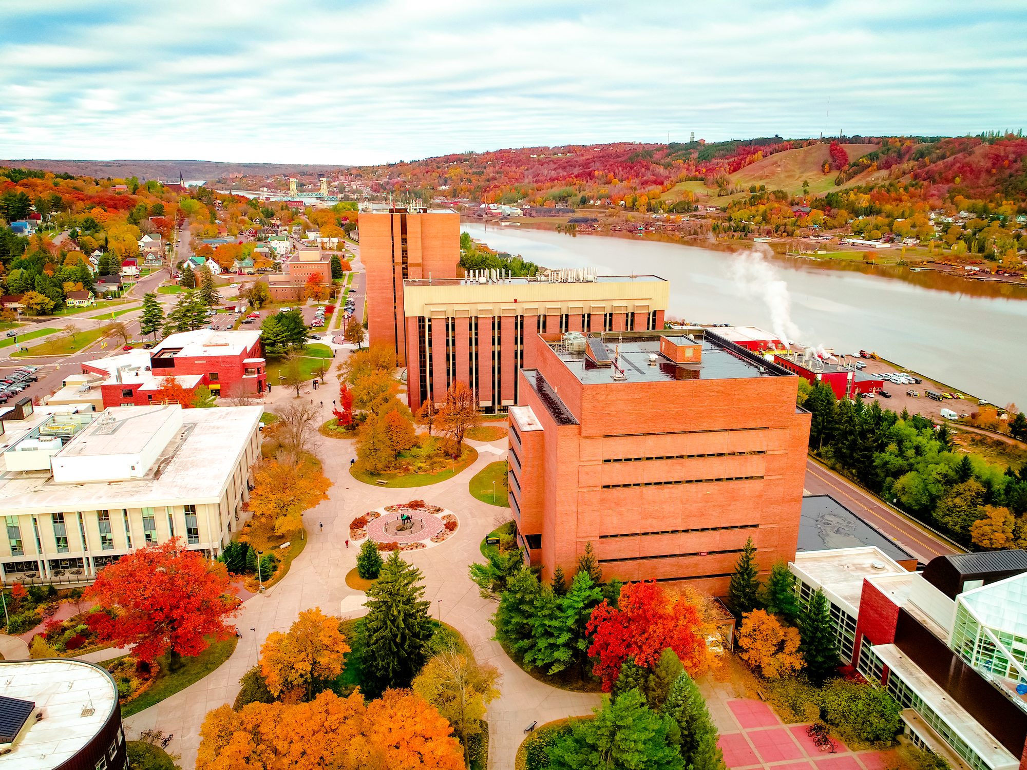 The main campus for Michigan Technological University is located in Houghton, MI—north of Highway US 41 and south of the Portage Canal.