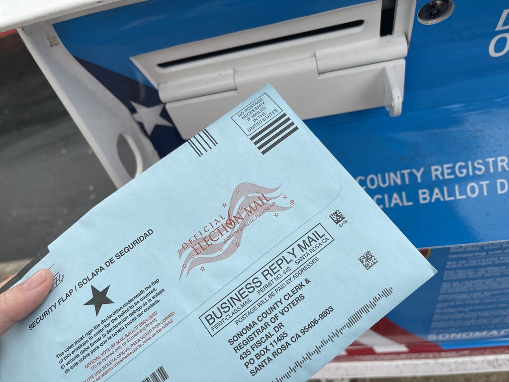 Ballot with ballot box in Sonoma, California