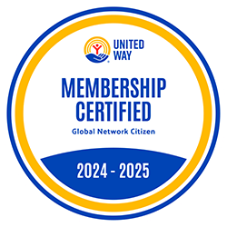 Circular United Way membership certification seal reading Global Network Citizen 2024 to 2025.