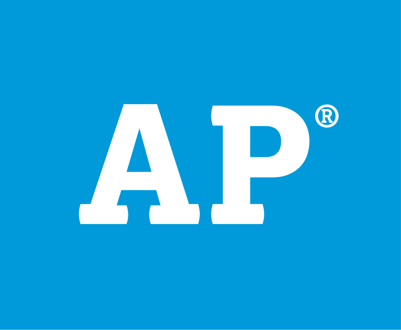 College Board Advanced Placement program logo: white AP letters on a blue background.