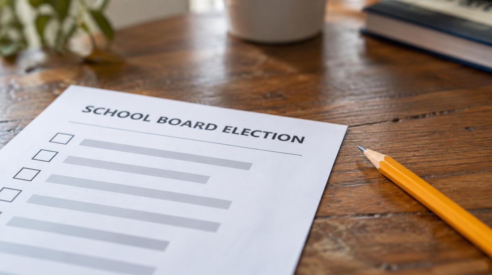 A pencil resting beside a ballot on a wooden table in soft natural light.