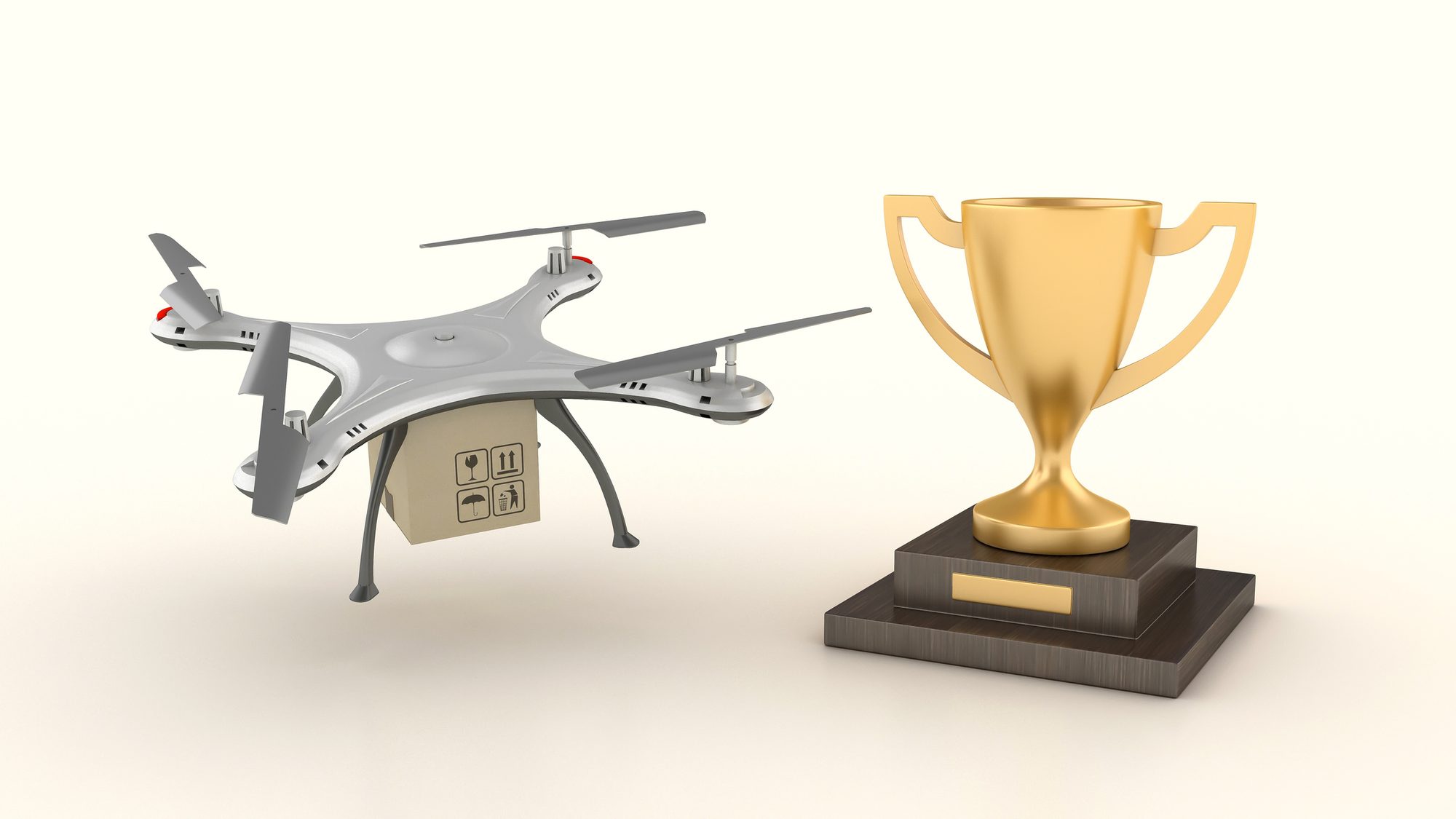 Trophy with Drone and Cardboard Box