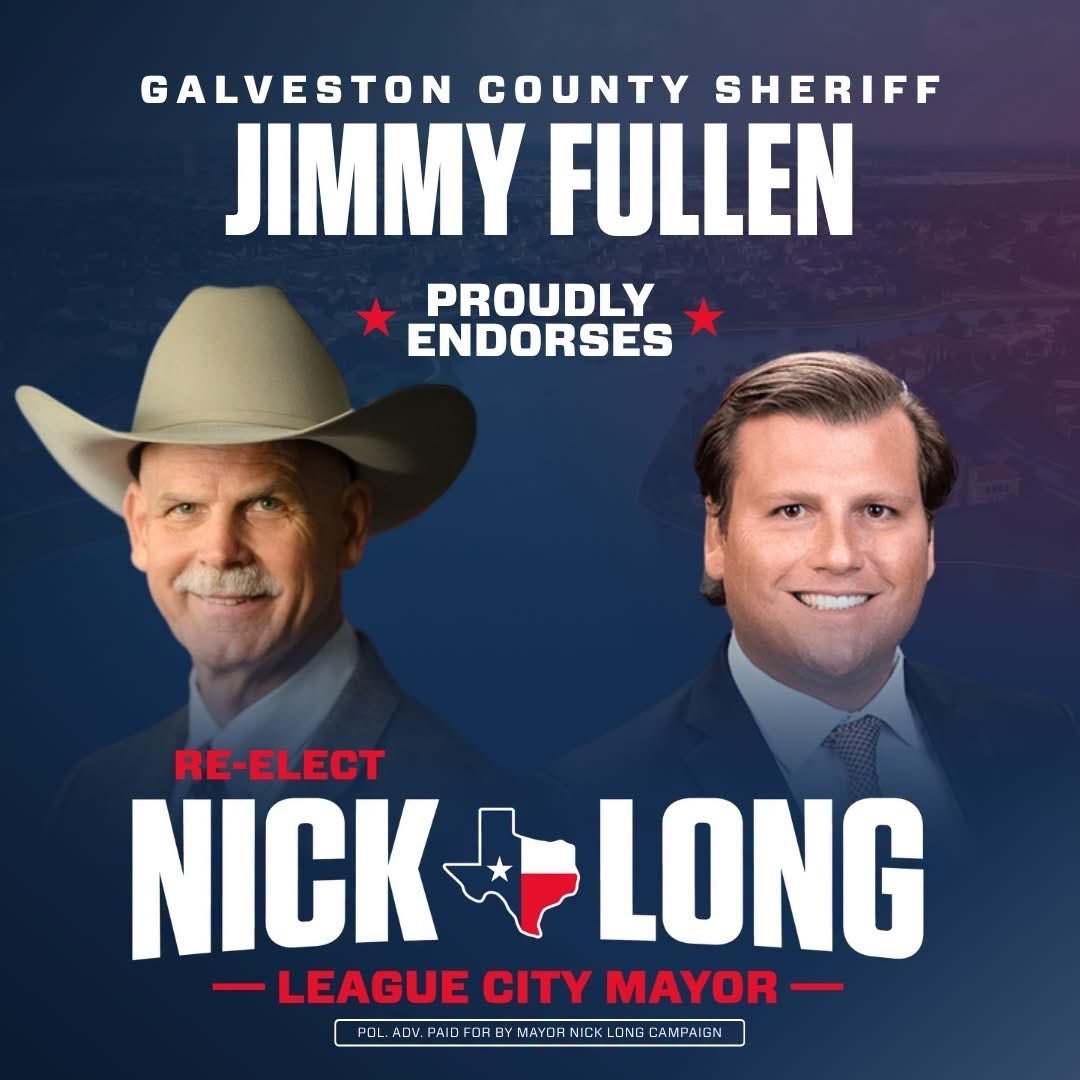 Campaign flyer showing two men's headshots endorsing a mayoral re-election bid.