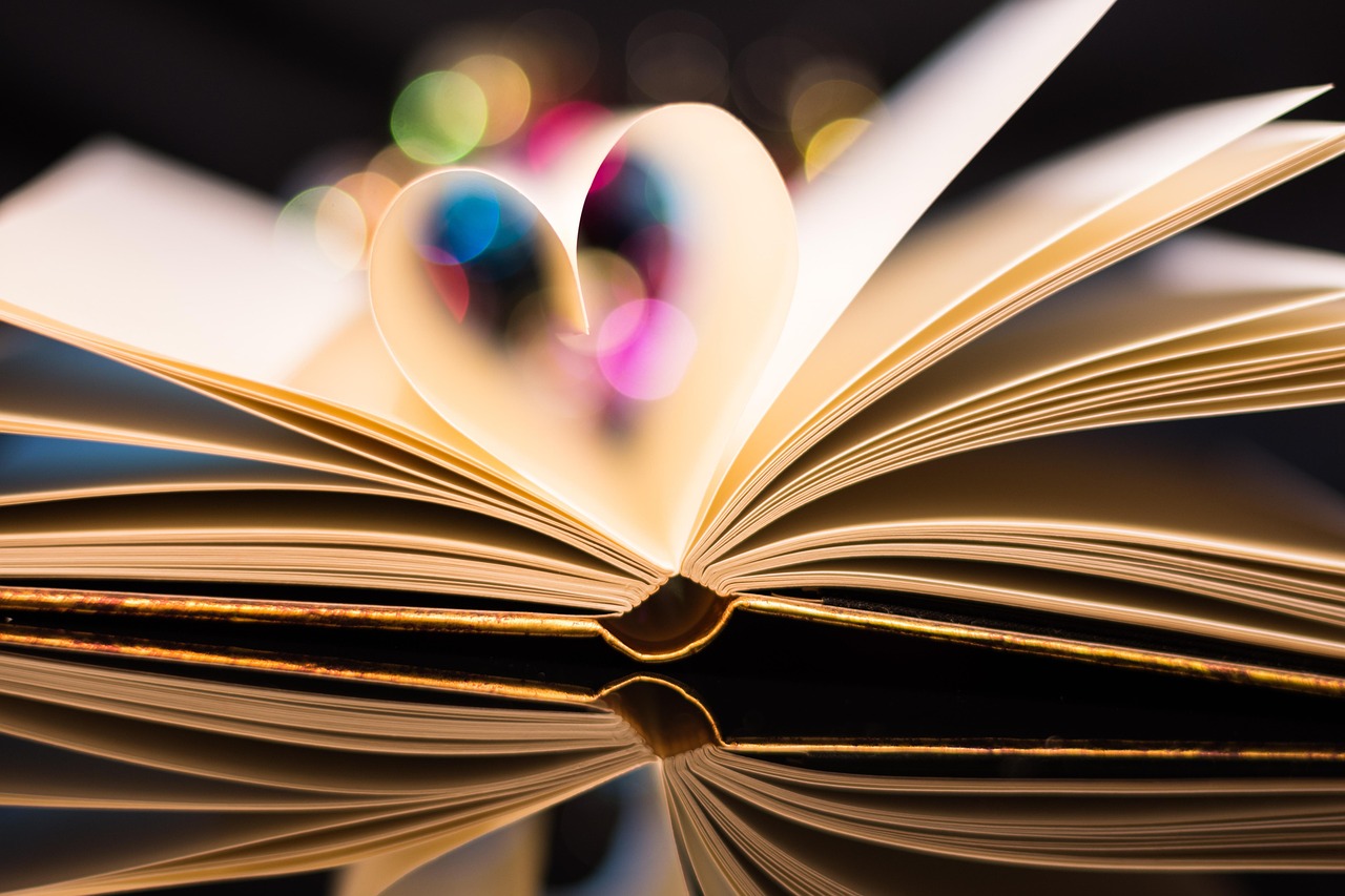 A book, love, heart, read, library, valentine's day, valentine, happiness, bokeh, feelings, together, relationship, in l