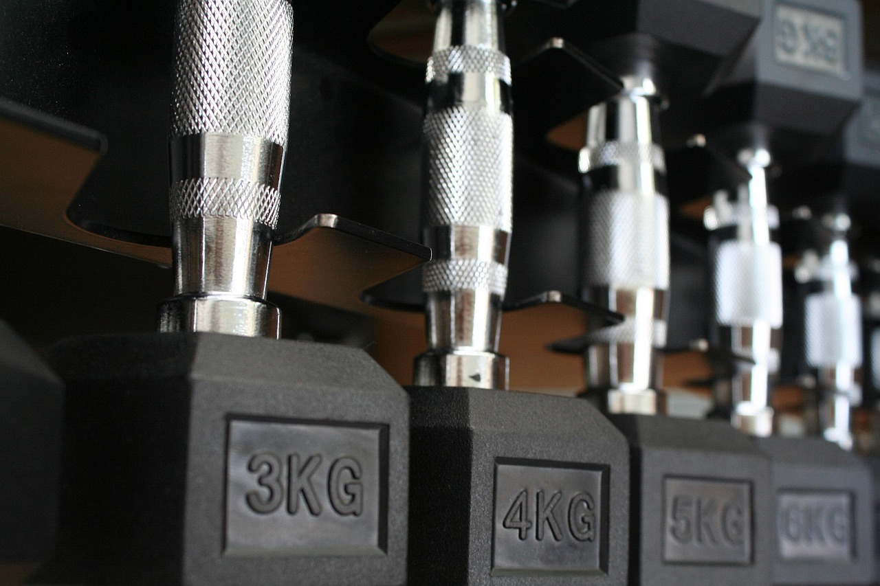 Dumbbells, weights, fitness equipment, fitness studio, strength training, fitness, gym, sport, body building, fit, healt
