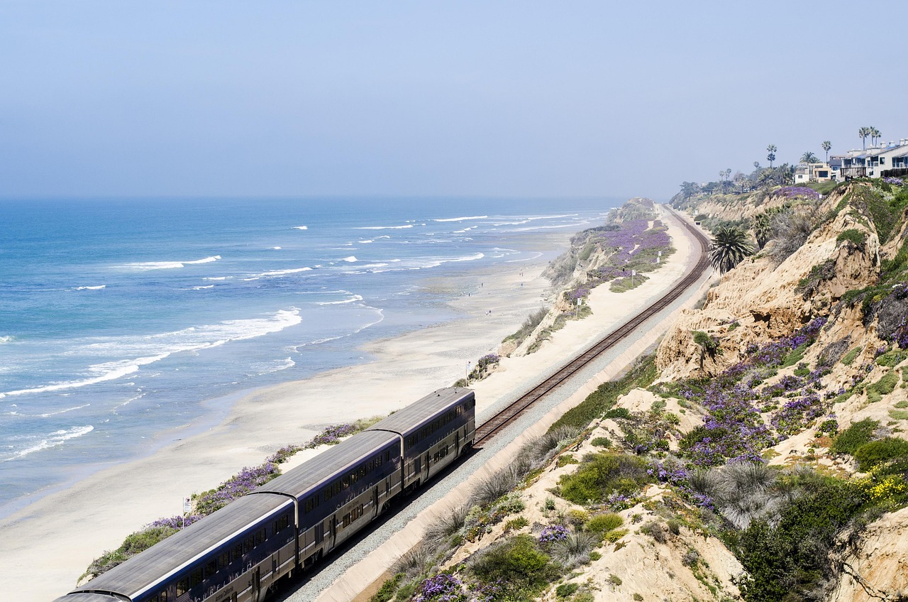 Usa, california, san diego, del mar, train, nature, pacific surf liner, amtrak, to travel, sea, rail