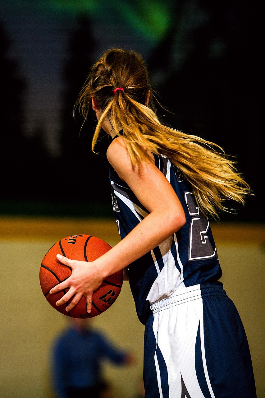 Basketball, player, girls basketball, girl, ball, sport, game, athlete, competition, active, play, action, court, young,