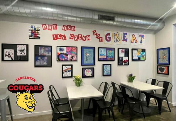 Kids drawings fill ice cream shop in Park Ridge