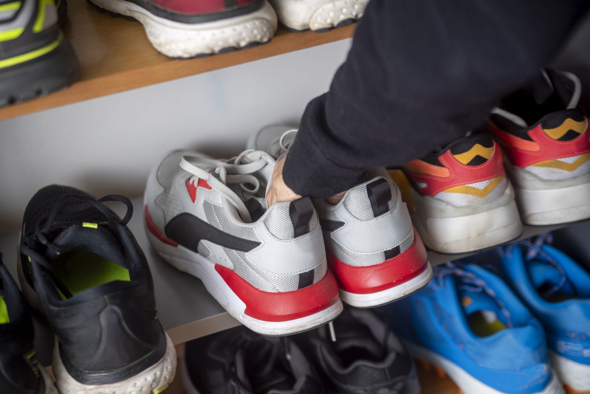 Shoe rack with running shoes