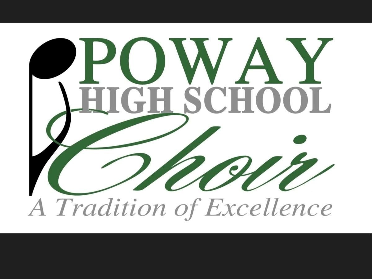 Logo featuring a stylized musical note and the words Poway High School Choir.