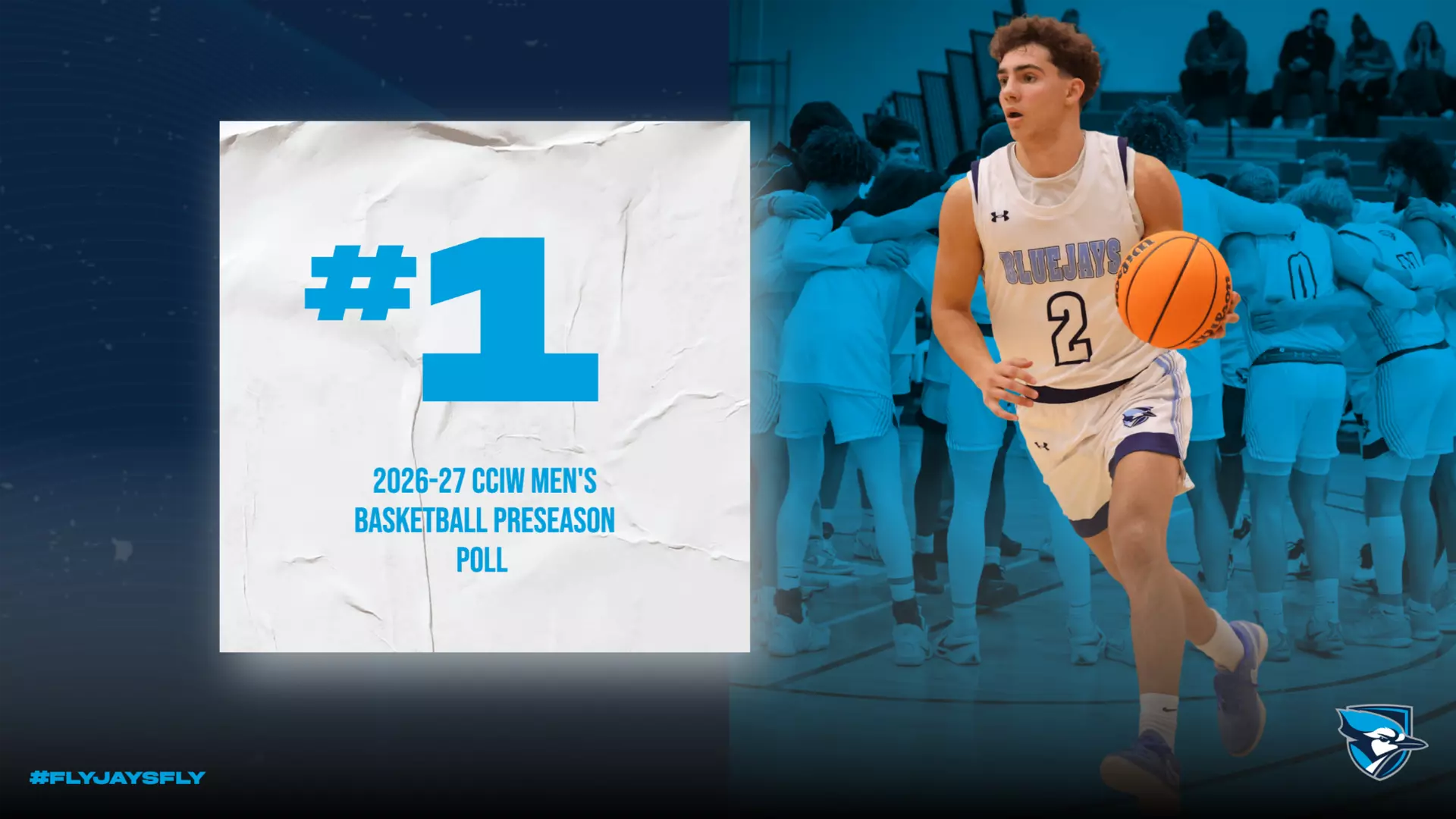 Promotional graphic announcing a number one CCIW men's basketball preseason poll ranking.