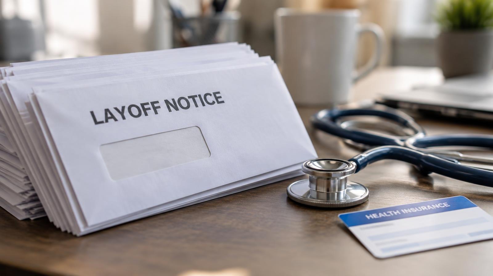 Stethoscope and health insurance card beside a stack of envelopes on a desk.