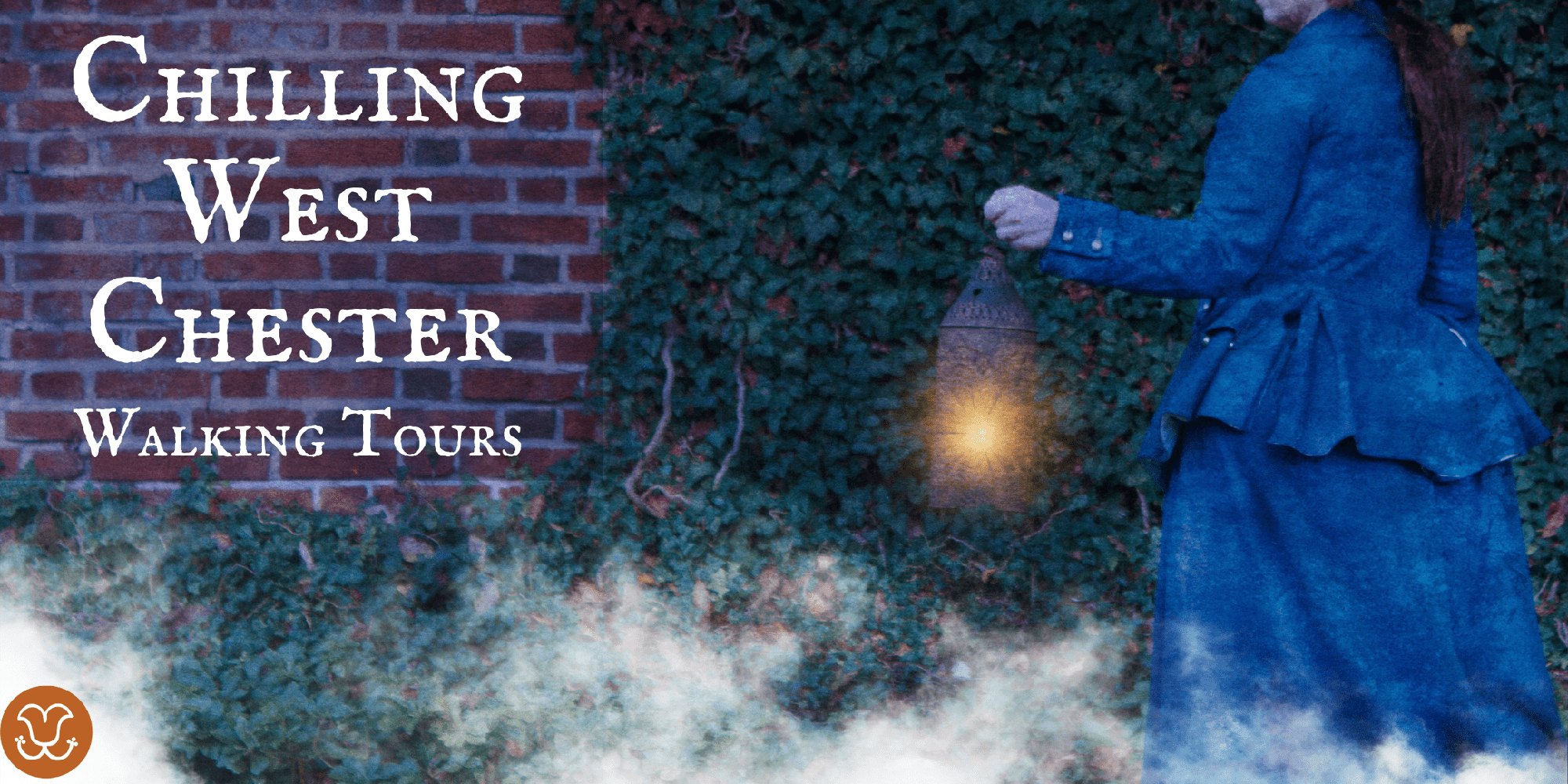 Promotional image showing a figure in a Victorian dress holding a glowing lantern against a foggy brick wall.