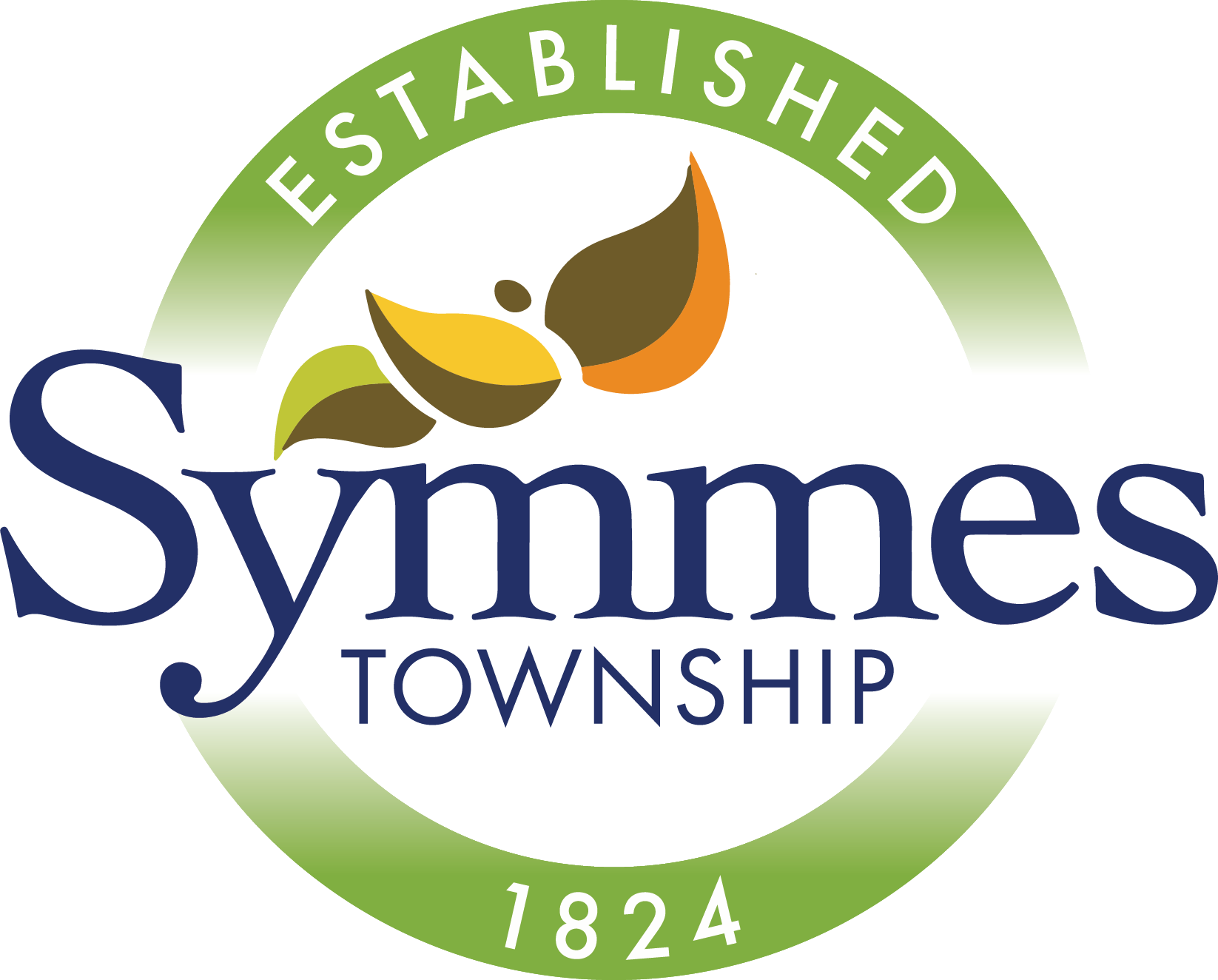 Circular seal logo of Symmes Township with leaf motif and founding year.