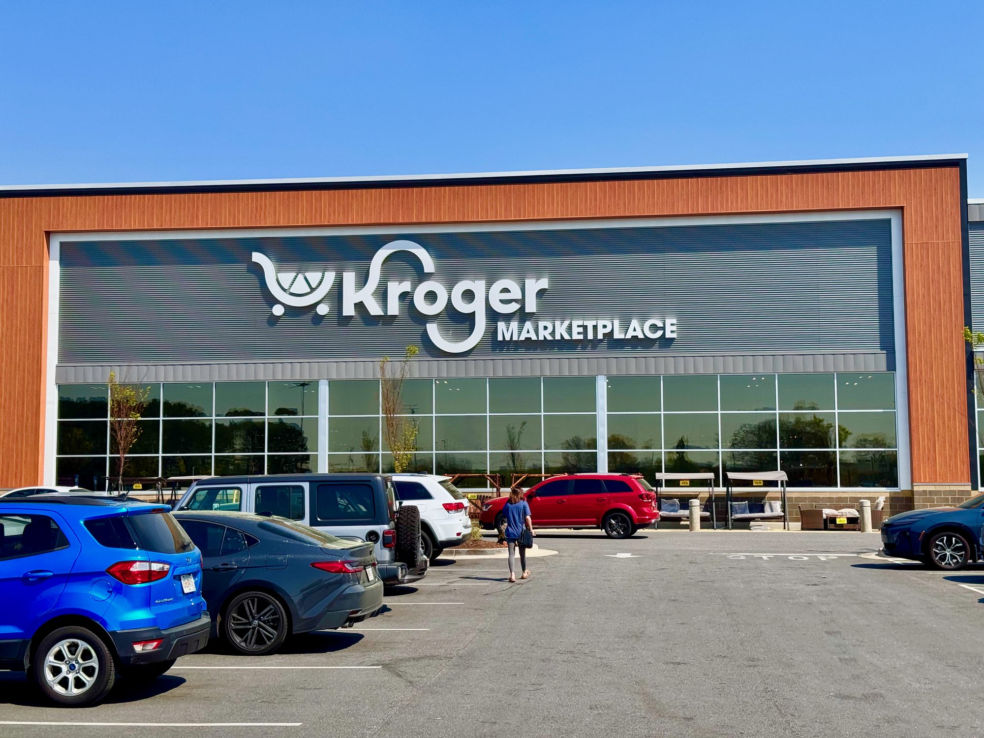 The exterior of a Kroger Marketplace store in Athens, Georgia