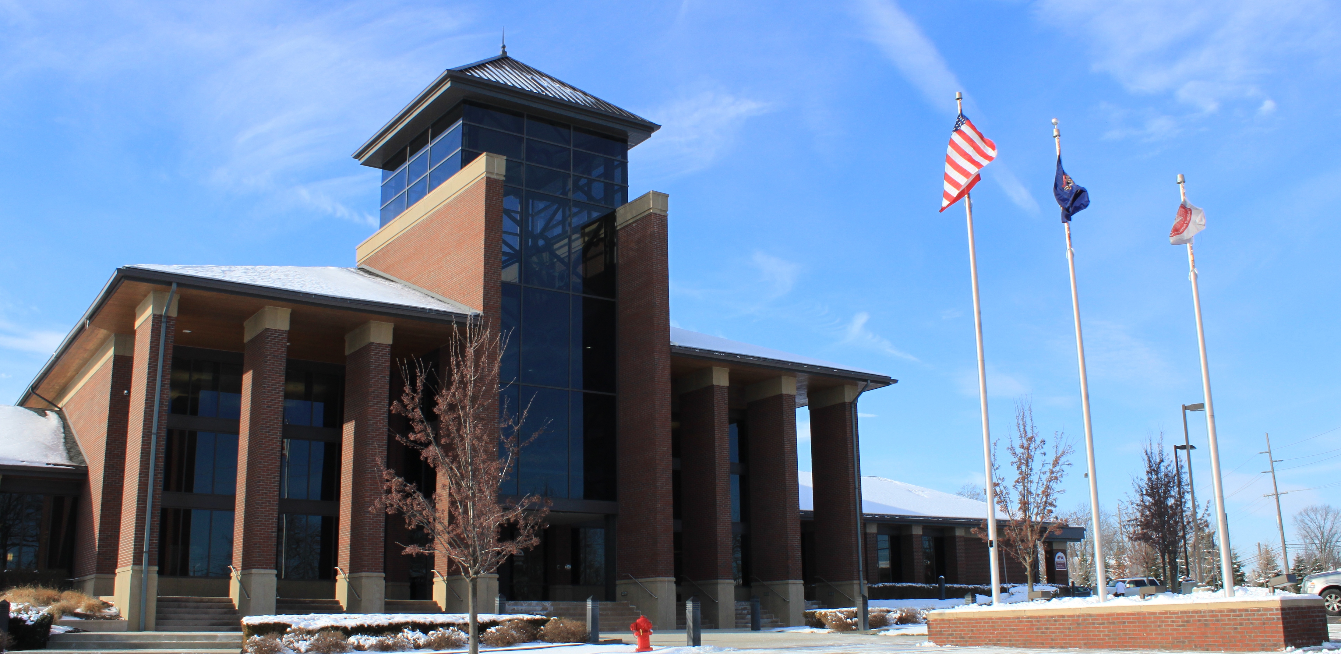 Exterior of the Northville Township Municipal Building on Six Mile Road.