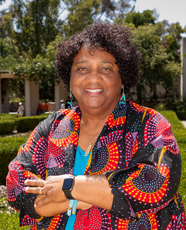 Portrait of Dr. Shirley Weber outdoors.