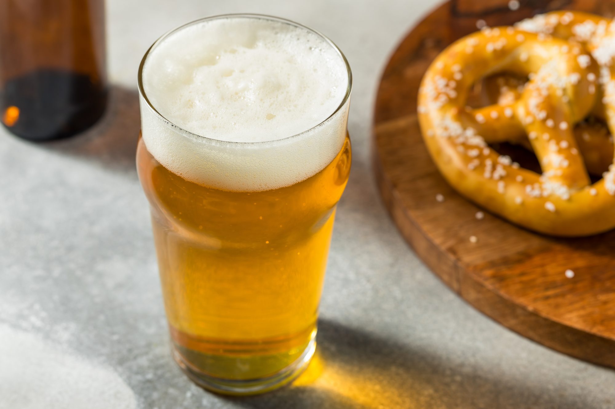Cold Refreshing Oktober Fest Beer with Pretzels,United States,USA