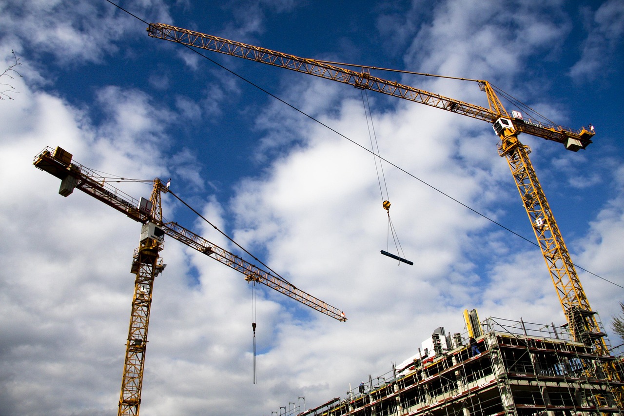 Construction site, crane, construction machinery, construction work house construction, construction site, construction
