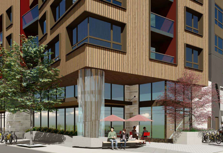 Architectural rendering of the 3150 El Camino Real pocket park.