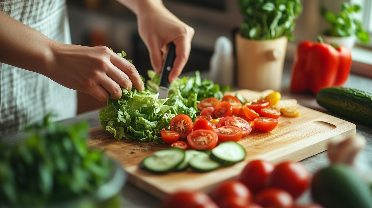 Vegetables, cooking, kitchen, food preparation, fresh, healthy, salad, ingredients, chopping, meal, diet, vegetarian, nu