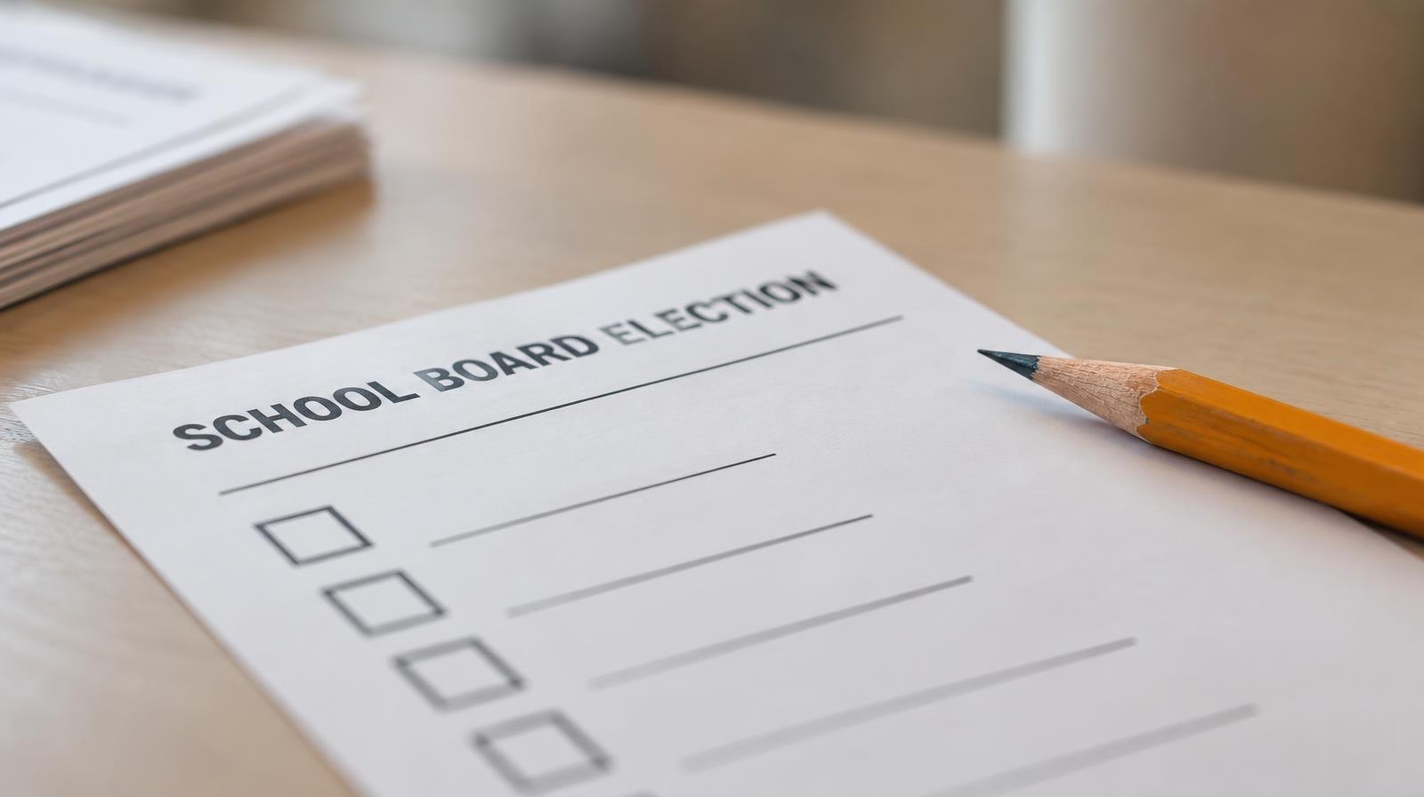 A wooden pencil resting next to a ballot on a desk.