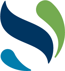 Official logo of the City of Sandy Springs, Georgia, with three curved shapes in blue and green.