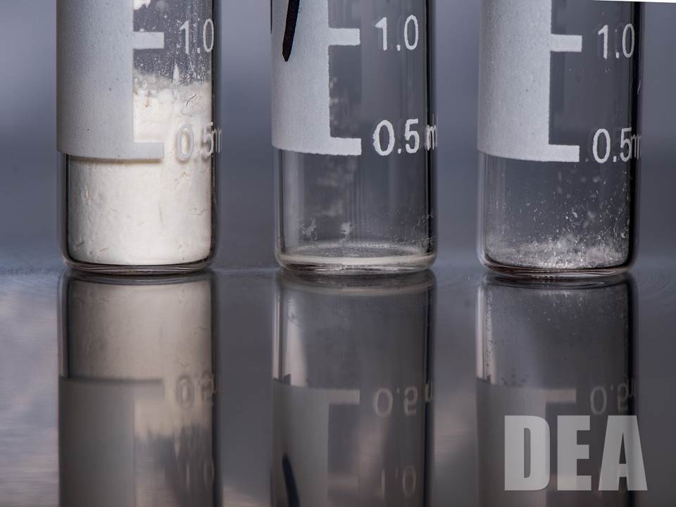 Comparasion of lethal heroin, carfentanil and fentanyl doses acording to the United States Drug Enforcement Administration.