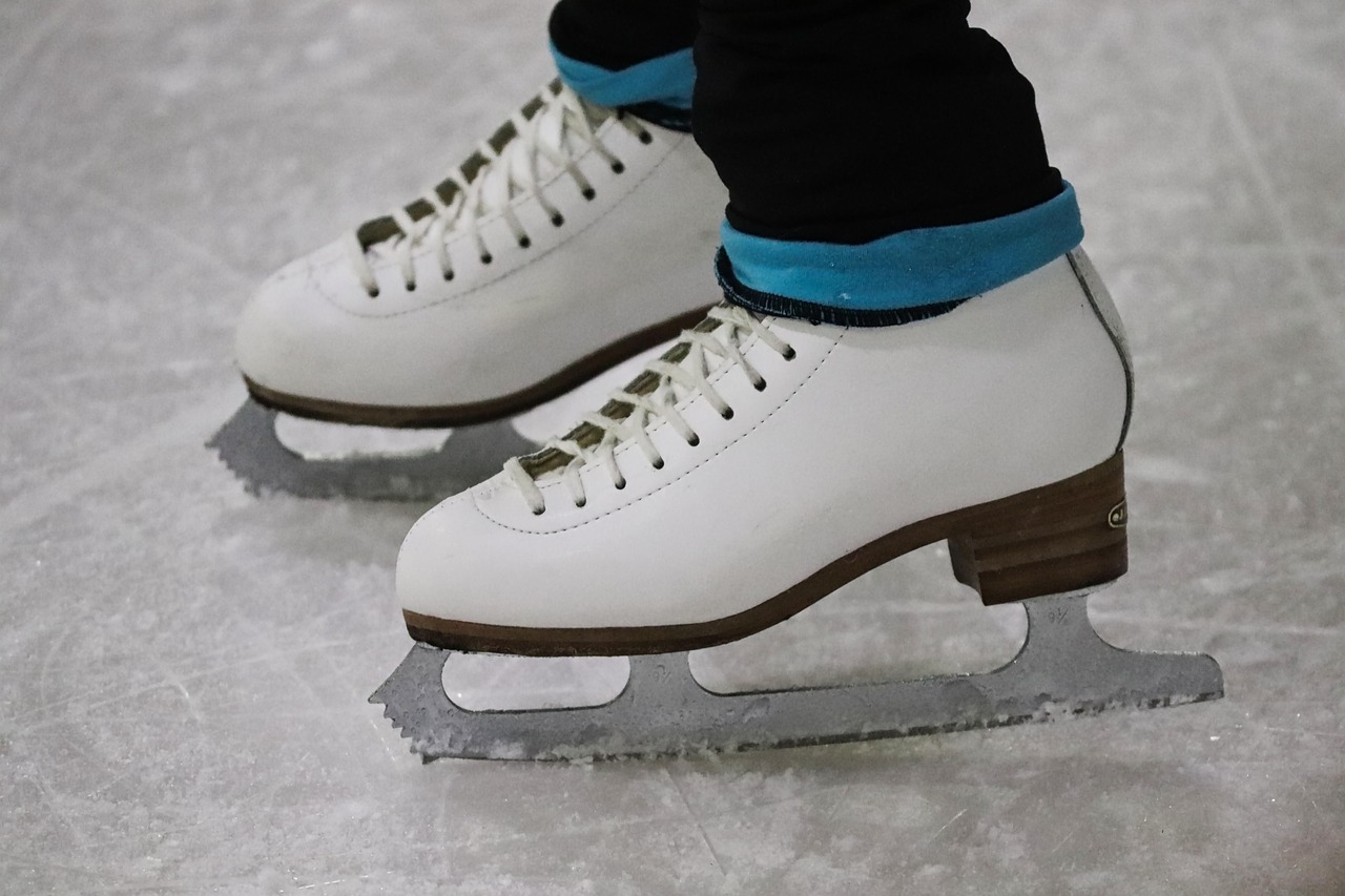 Ice skates on ice.