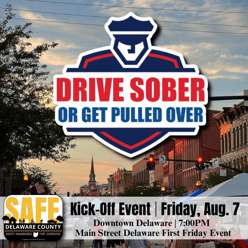 Promotional flyer for the Drive Sober or Get Pulled Over campaign kickoff event.