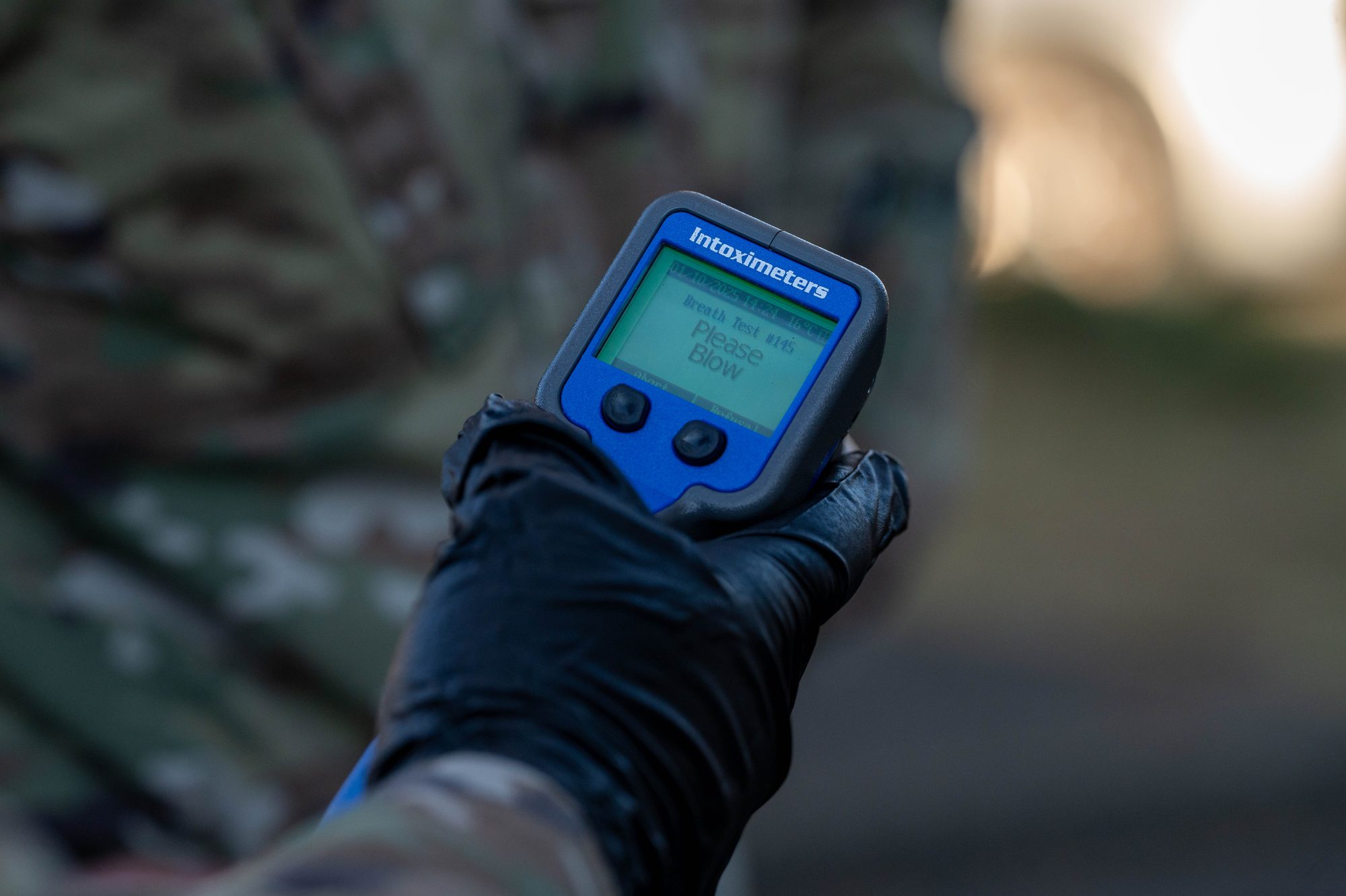 Police breathalyzer device used during a DUI investigation.