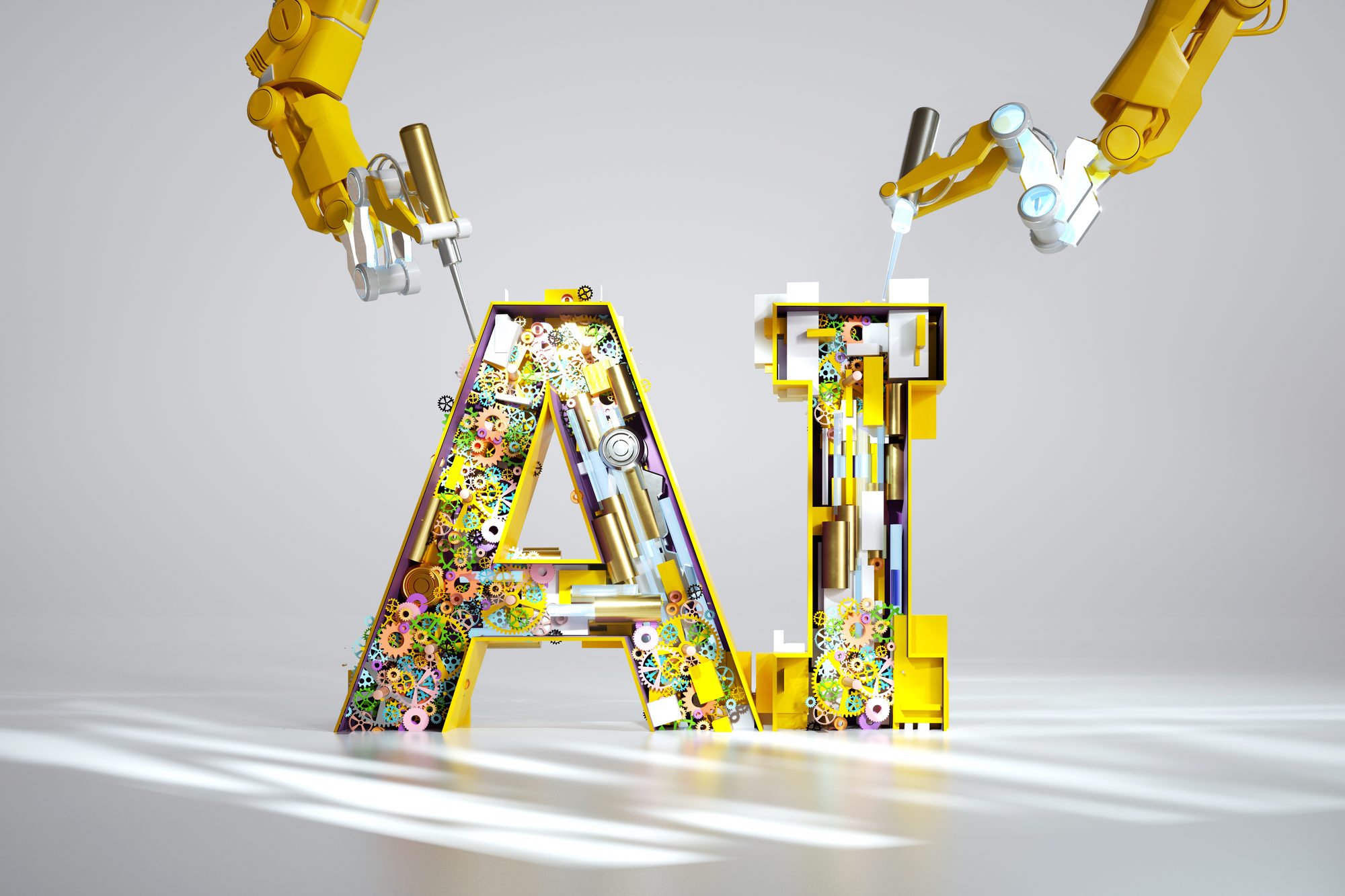 Robot building Ai sign