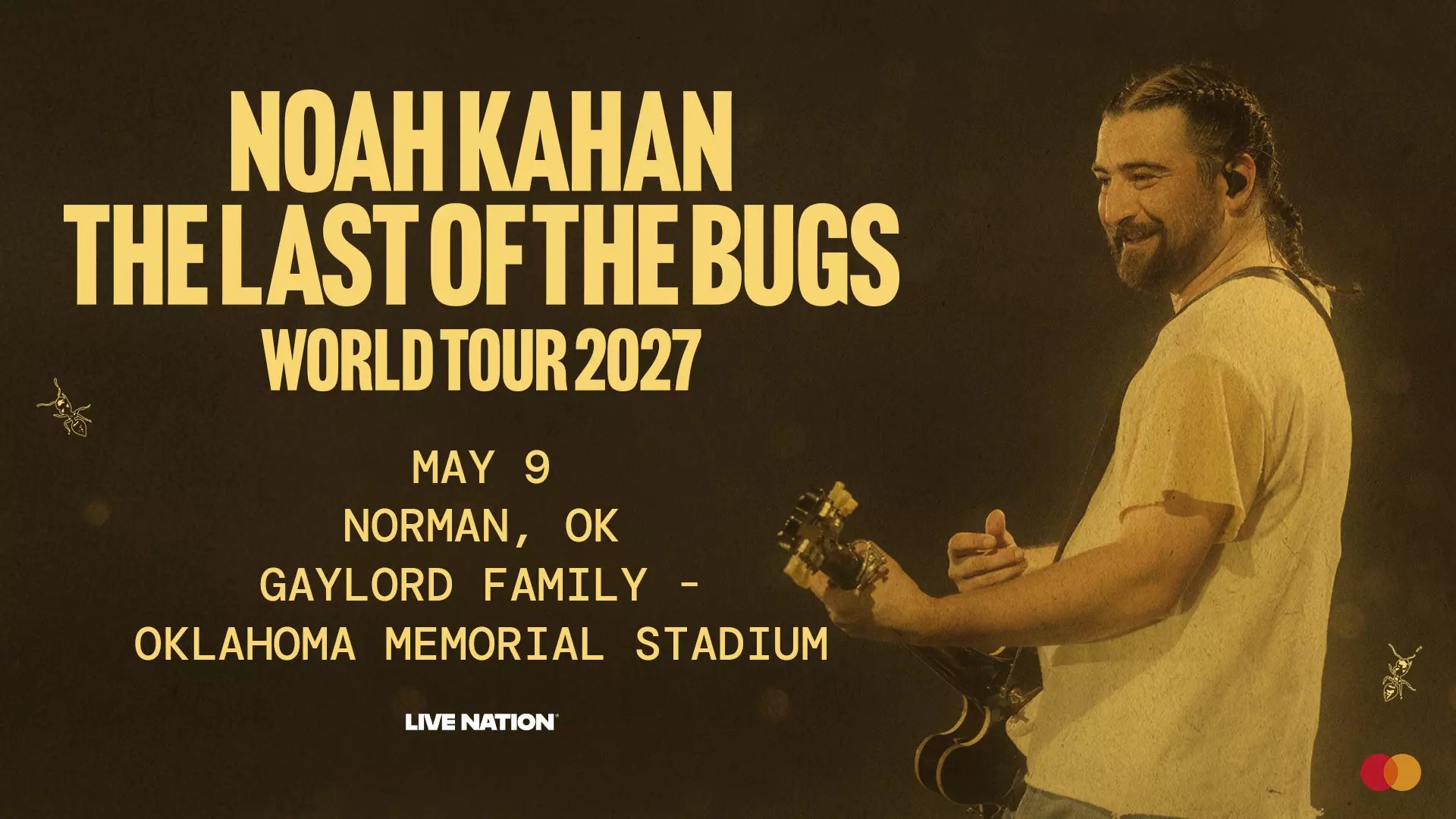 Concert tour promotional flyer showing a man with a guitar and event details.
