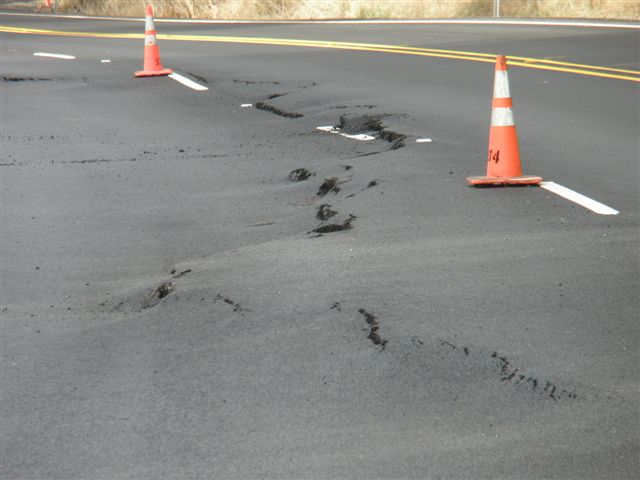 The January 2012 storm caused U.S. 101 at milepost 333 (near Gold Beach) to slump (sink and crack).