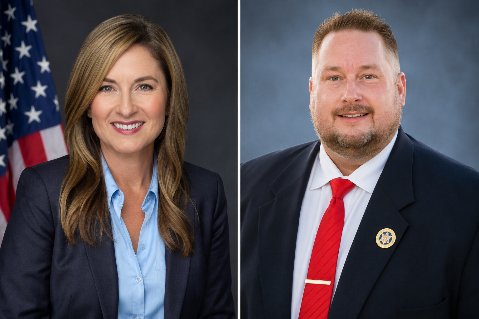 Side-by-side headshots of Duval County School Board District 6 runoff candidates Lindsey Denmark and Clarence James.