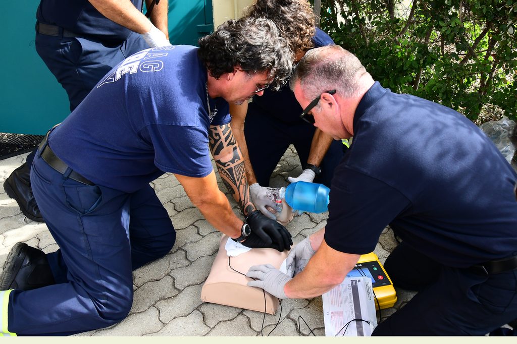 Military Police, Fire and Emergency Services and SETAF-AF Carabinieri conduct medical emergency response exercise at Livorno Elementary and Middle School. This exercise serves to synchronize the first
