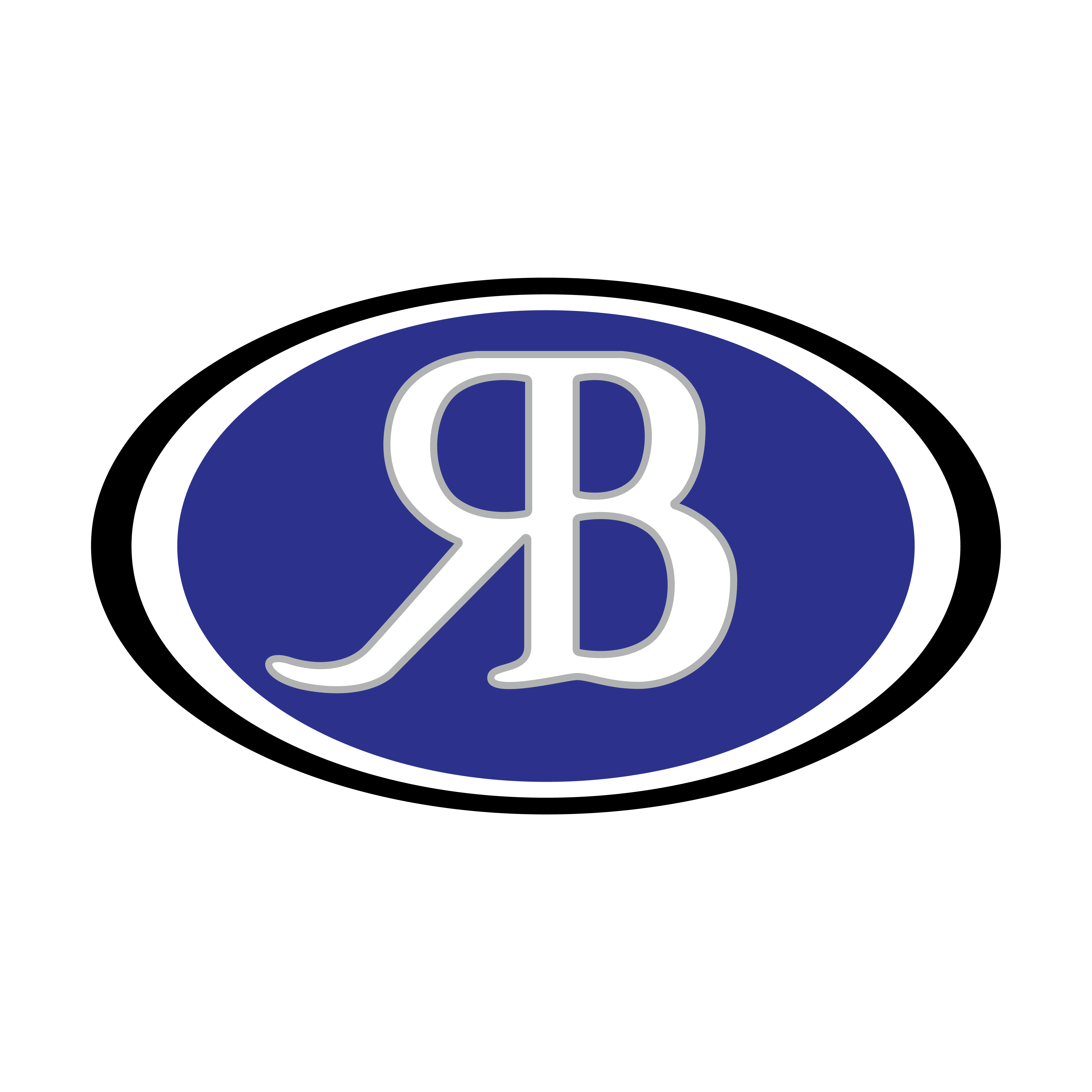 Blue oval logo with the stylized letters RB in white on a white background.