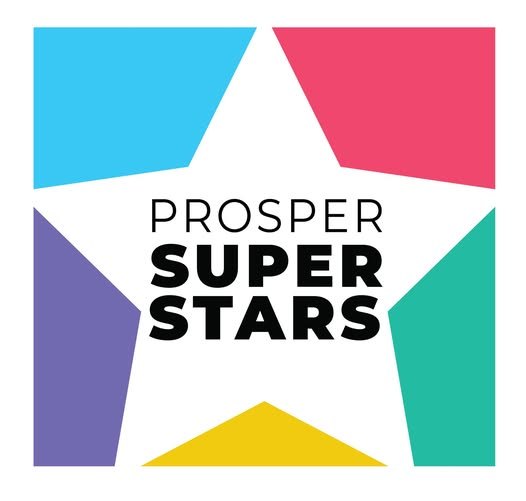 Colorful star graphic with the words Prosper Super Stars on a white background.