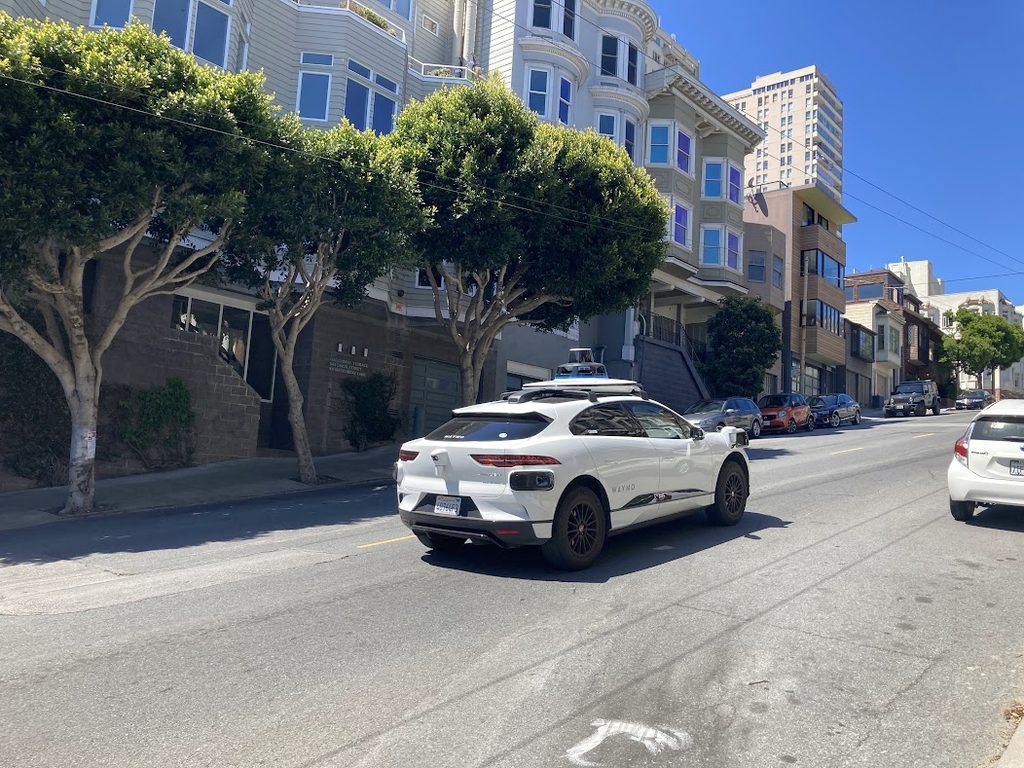 A Waymo autonomous vehicle driving in San Francisco, California