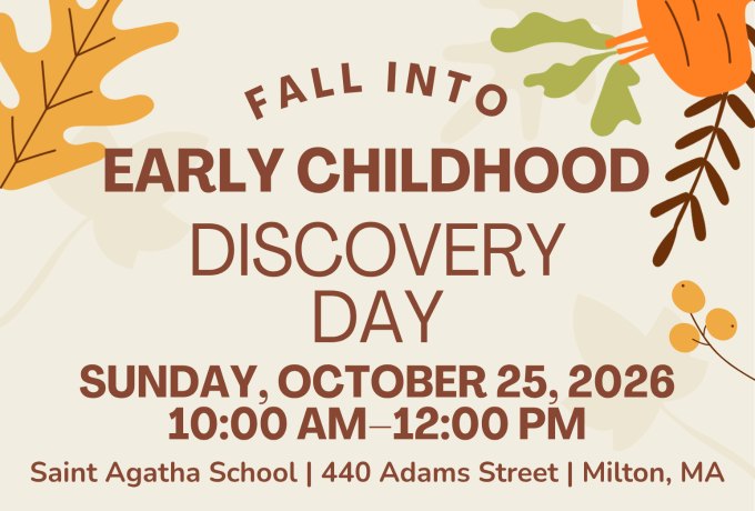 Autumn-themed flyer for an Early Childhood Discovery Day event at a Milton school.