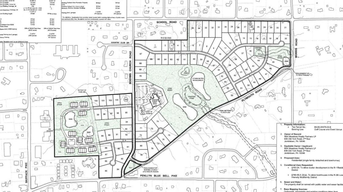 Black-and-white land development site plan showing proposed residential lots and roads on a large parcel.