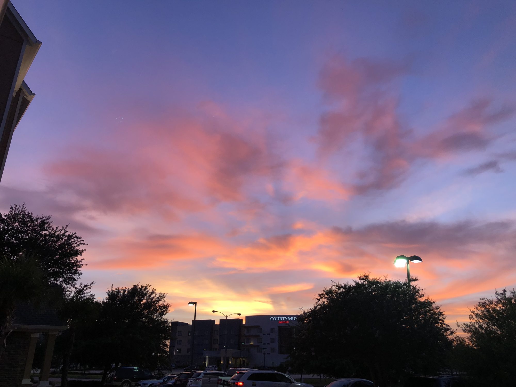 Sky just after sunset along Katy Mills Parkway in Katy, Fort Bend County, Texas