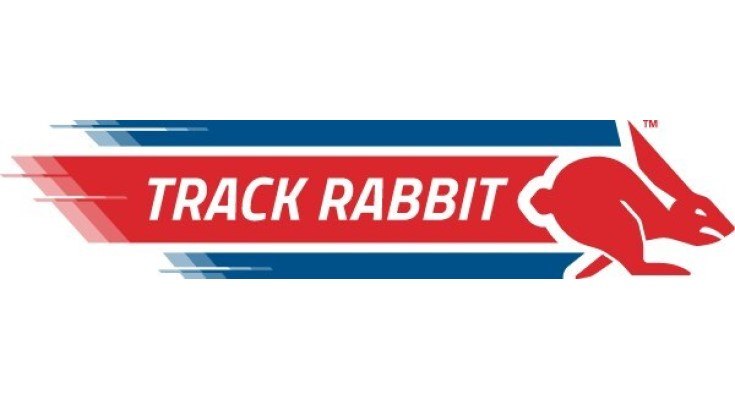 Track Rabbit brand logo with running rabbit silhouette on a red and blue banner.
